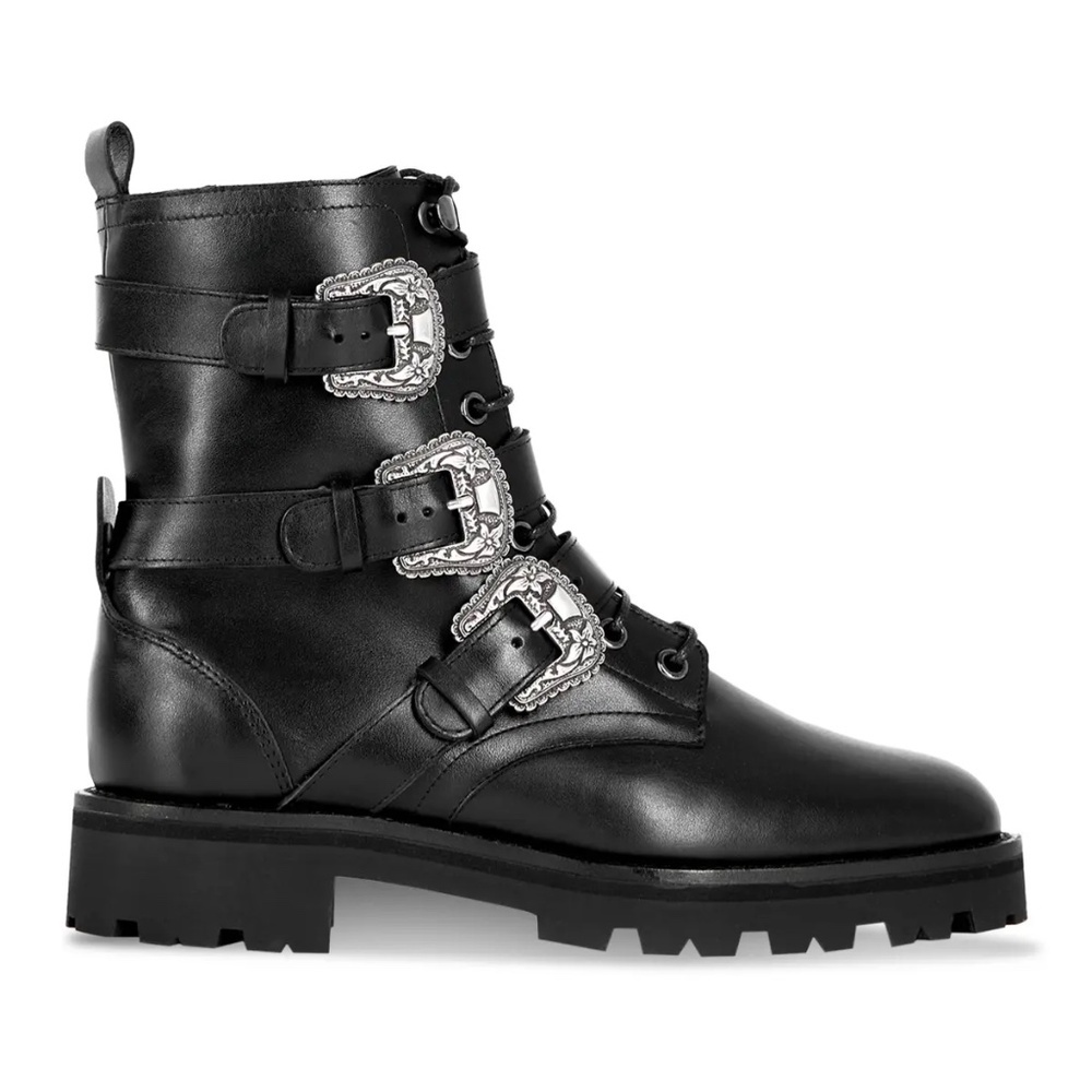 NWT | The Kooples | Buckled Black Leather Combat Boots